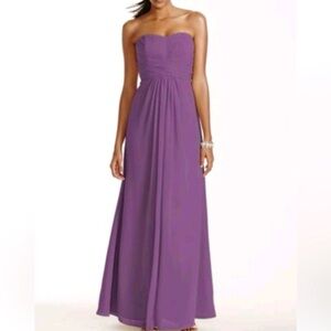 DAVID’S BRIDAL Lilac Strapless‎ Long Wedding Prom Dress size 4